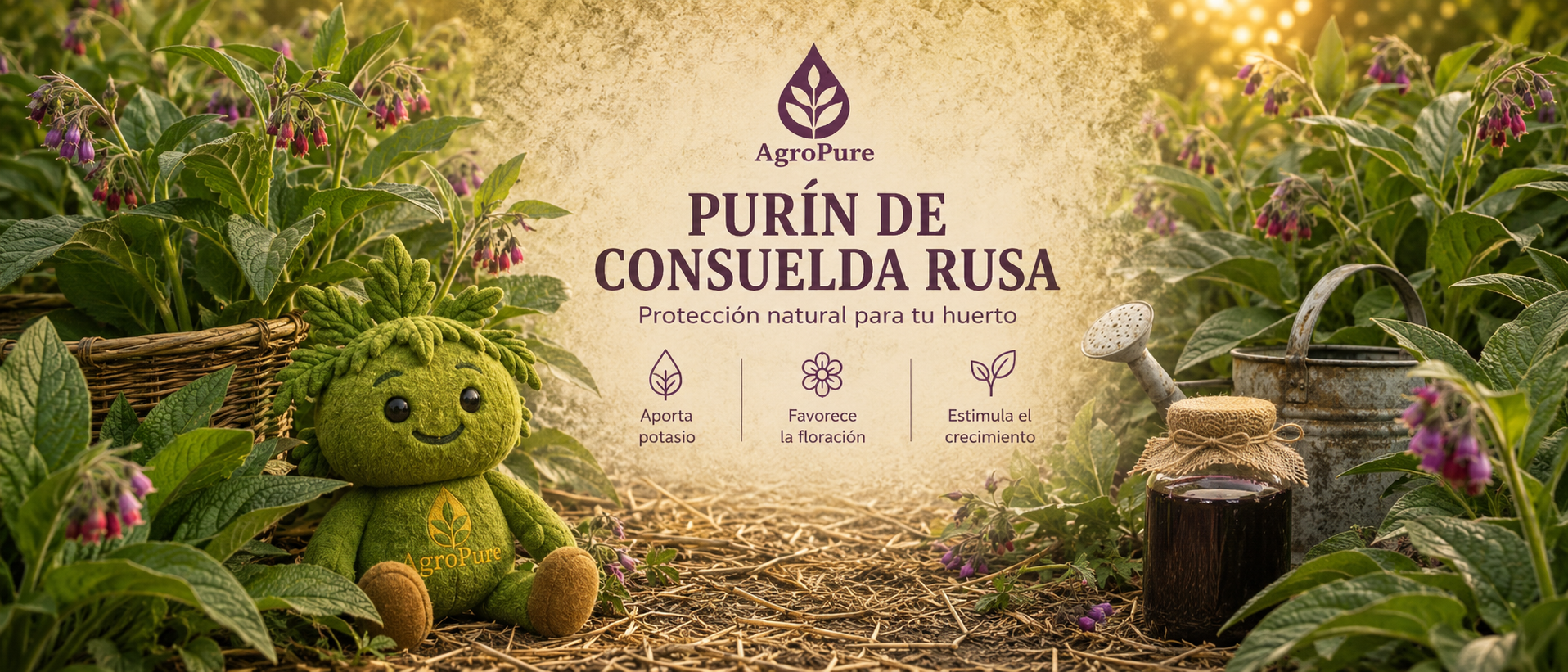 AgroPure — Extracto concentrado de Consuelda Rusa Symphytum uplandicum Bocking 14 rico en potasio para tomates, frutos y fructificación