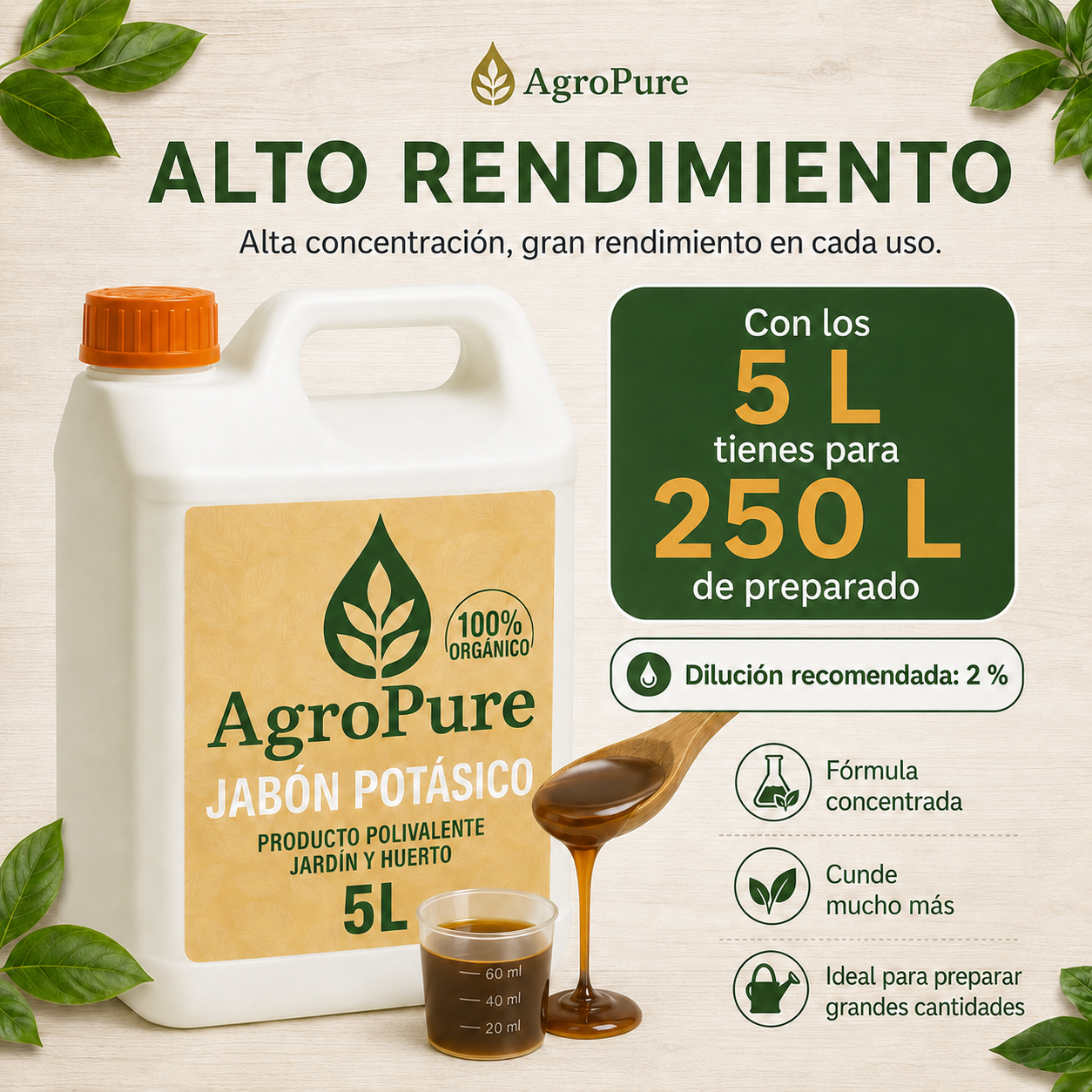 Jabón Negro Vegetal Natural Concentrado 5L - AgroPure