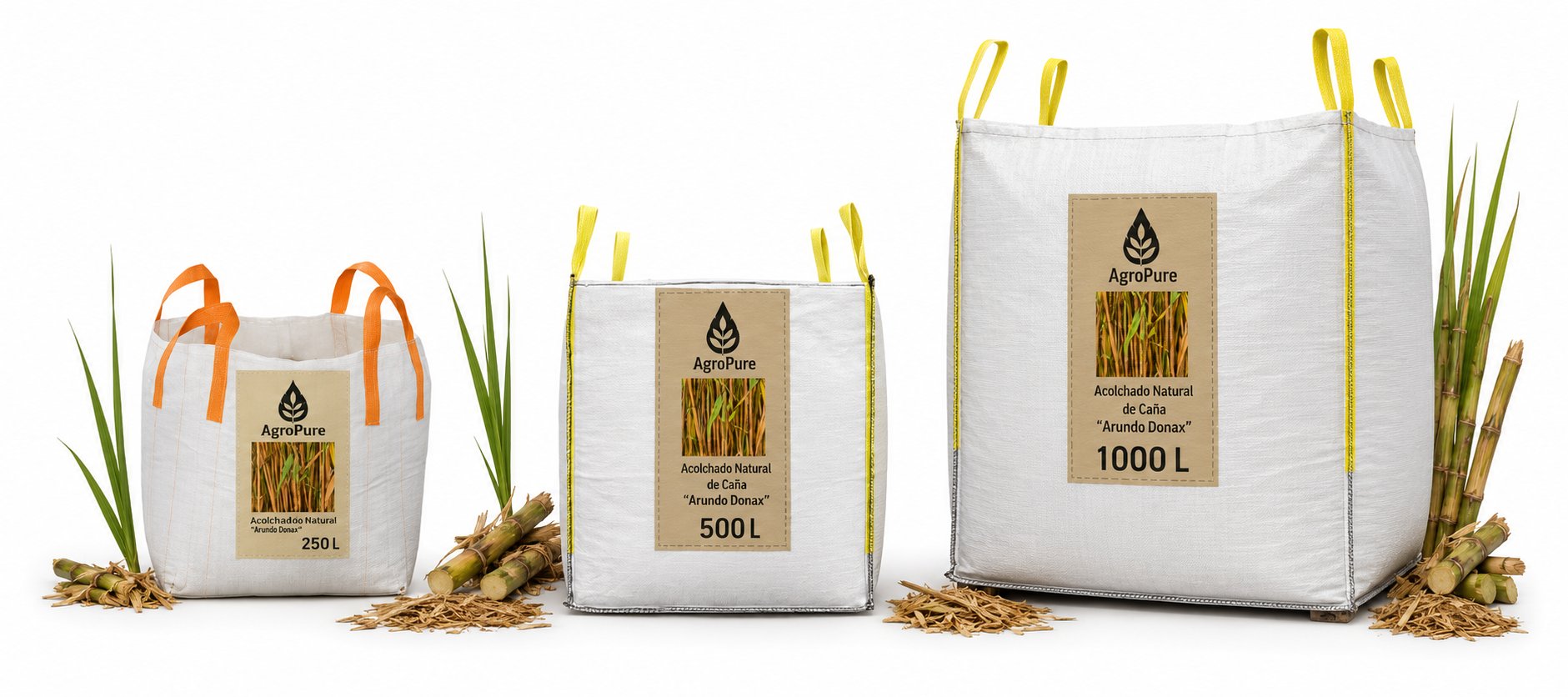 Acolchado de Caña AgroPure — big bags 250L, 500L y 1000L