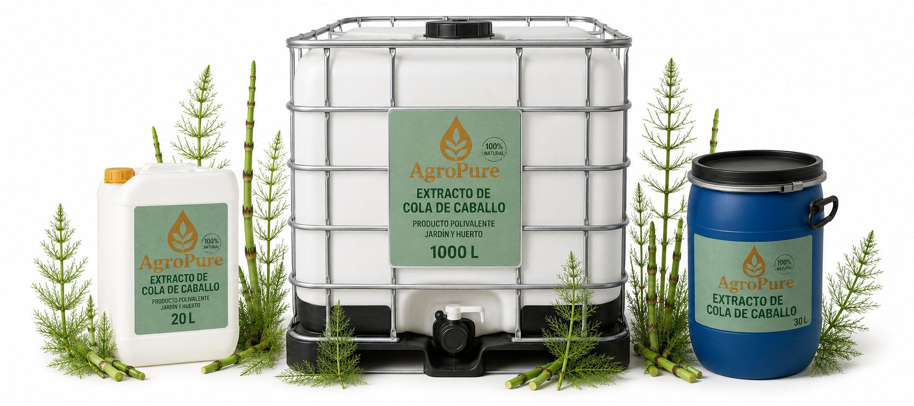 Extracto de Cola de Caballo AgroPure — garrafa 20L, bidón 30L e IBC 1000L